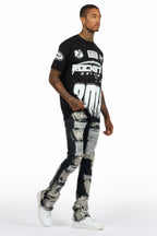 Amos Black T-Shirt/Stacked Flare Jean Bundle