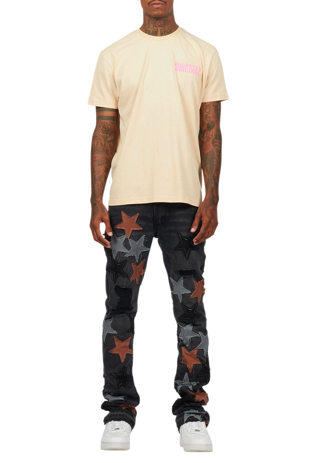 StarLane Dark Grey Stacked Flare Jean