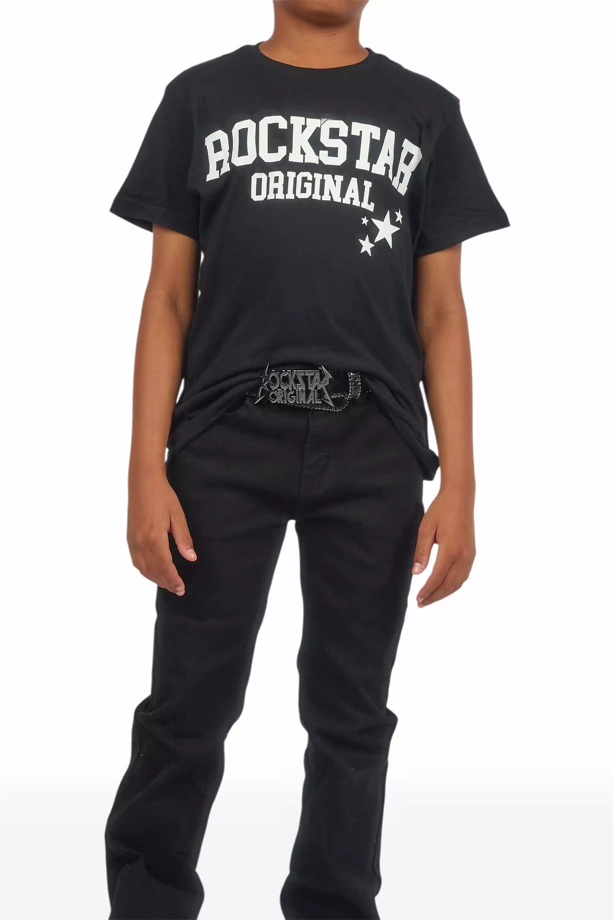 Boys Drick Jet Black Regular Fit Flare Jean