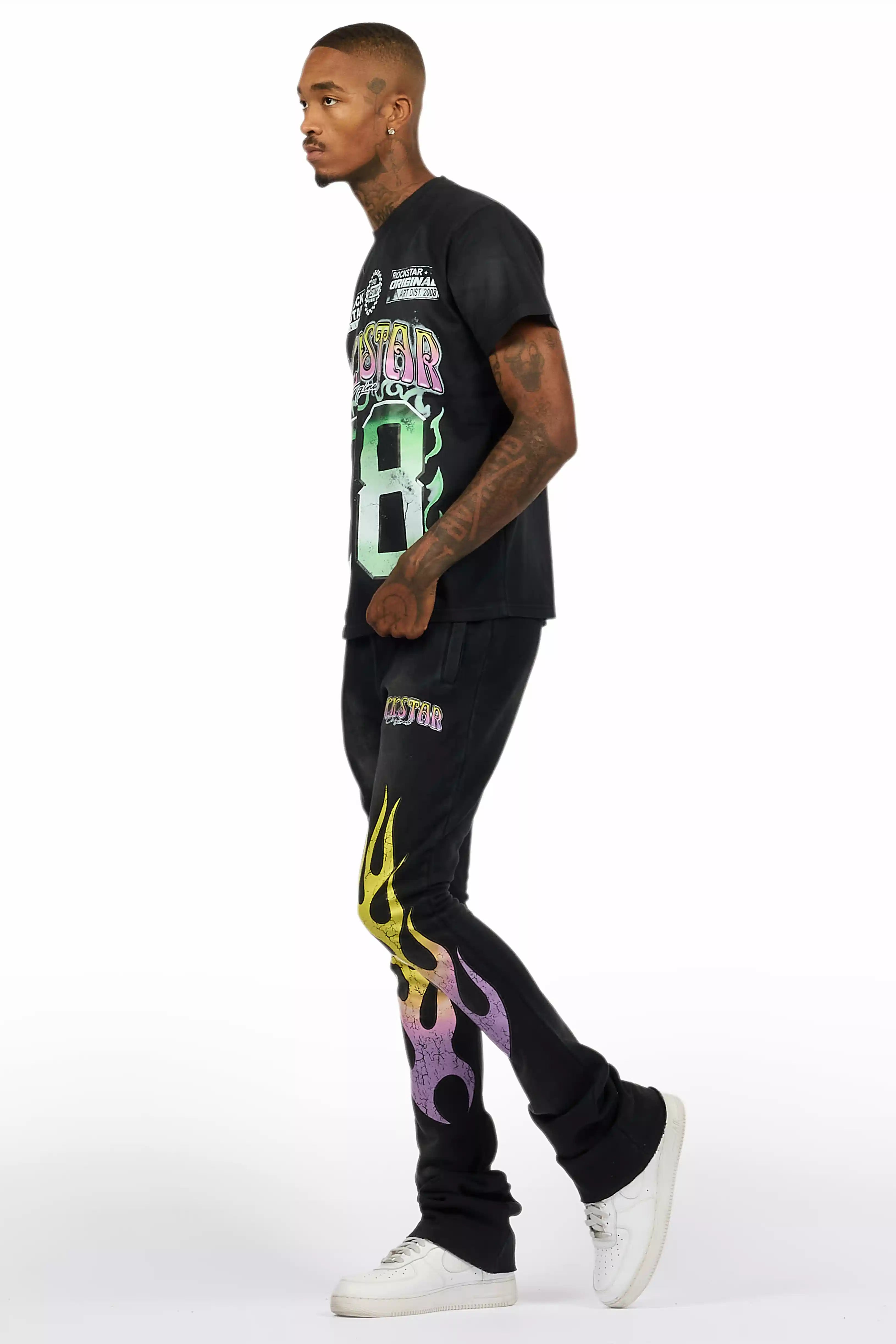 Quito Black T-Shirt/Stacked Flare Track Set