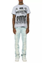 Amos Heather Grey Graphic T-Shirt/Stacked Flare Jean Bundle