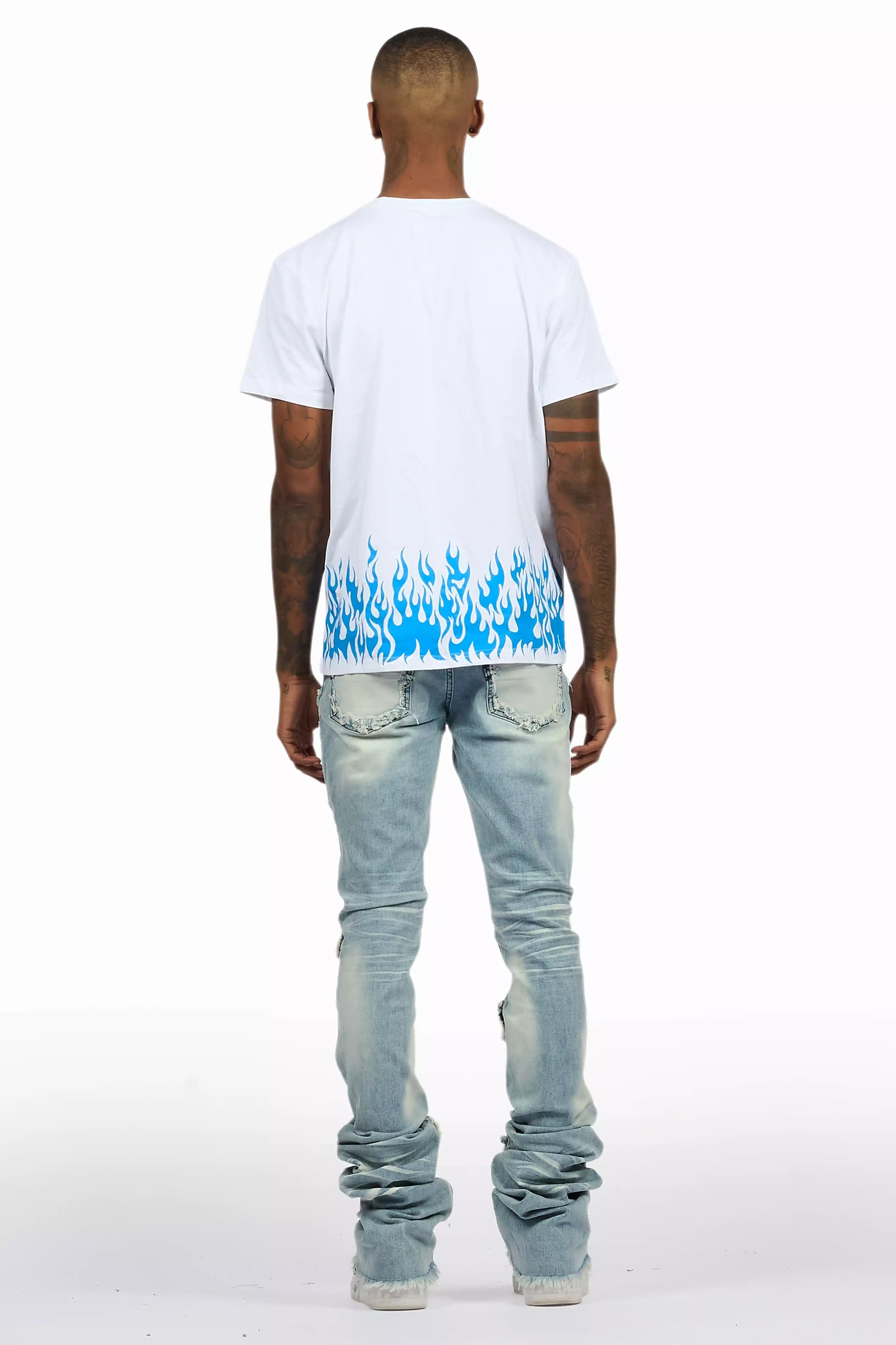 Bubble White/Blue T-Shirt/Super Stacked Flare Jean Bundle