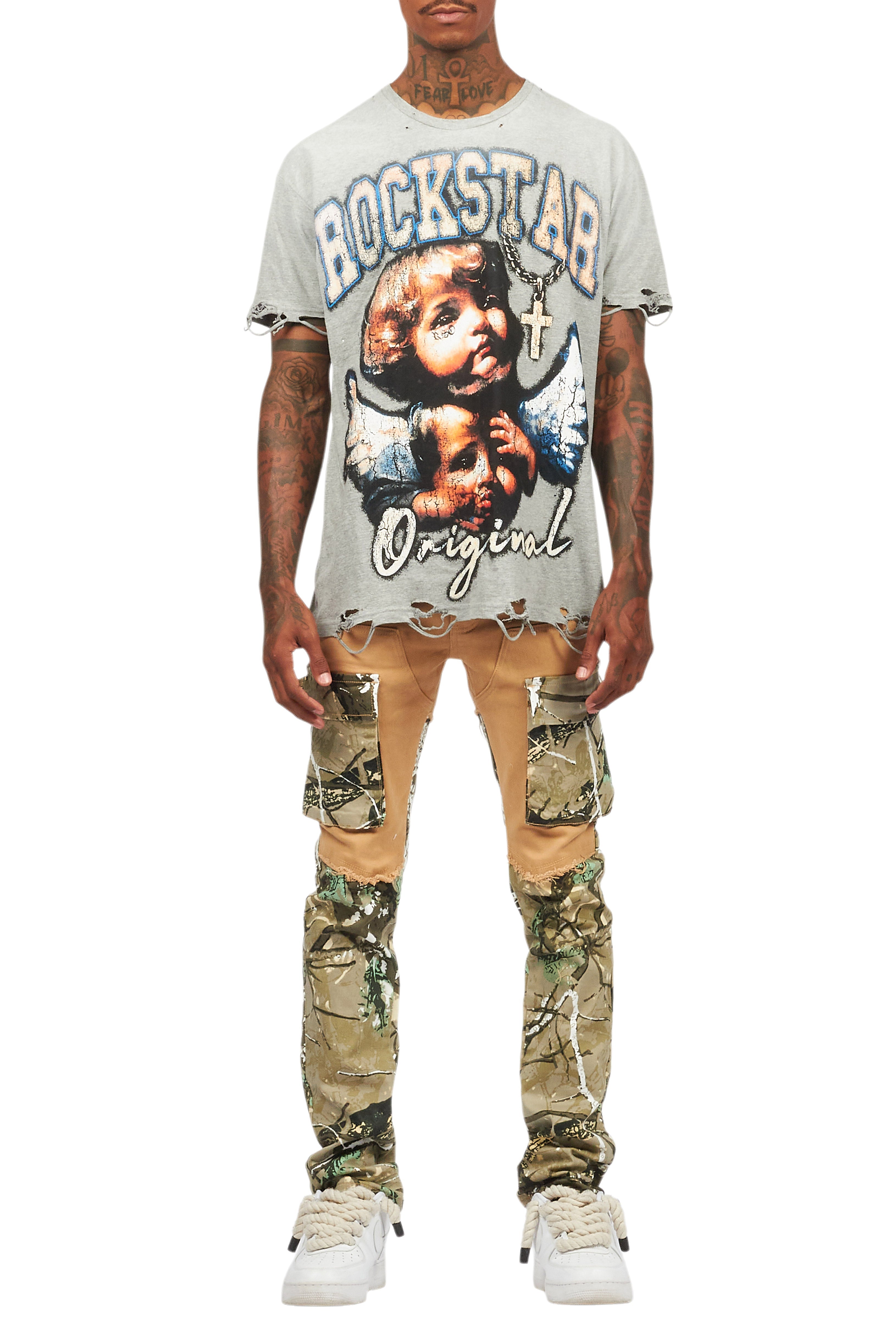 Deiter Heather Grey Oversized Graphic T-Shirt