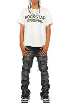 Shake Dark Grey Rhinestone Stacked Flare Jean