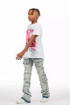 Boys Folant Light Blue Stacked Flare Jean