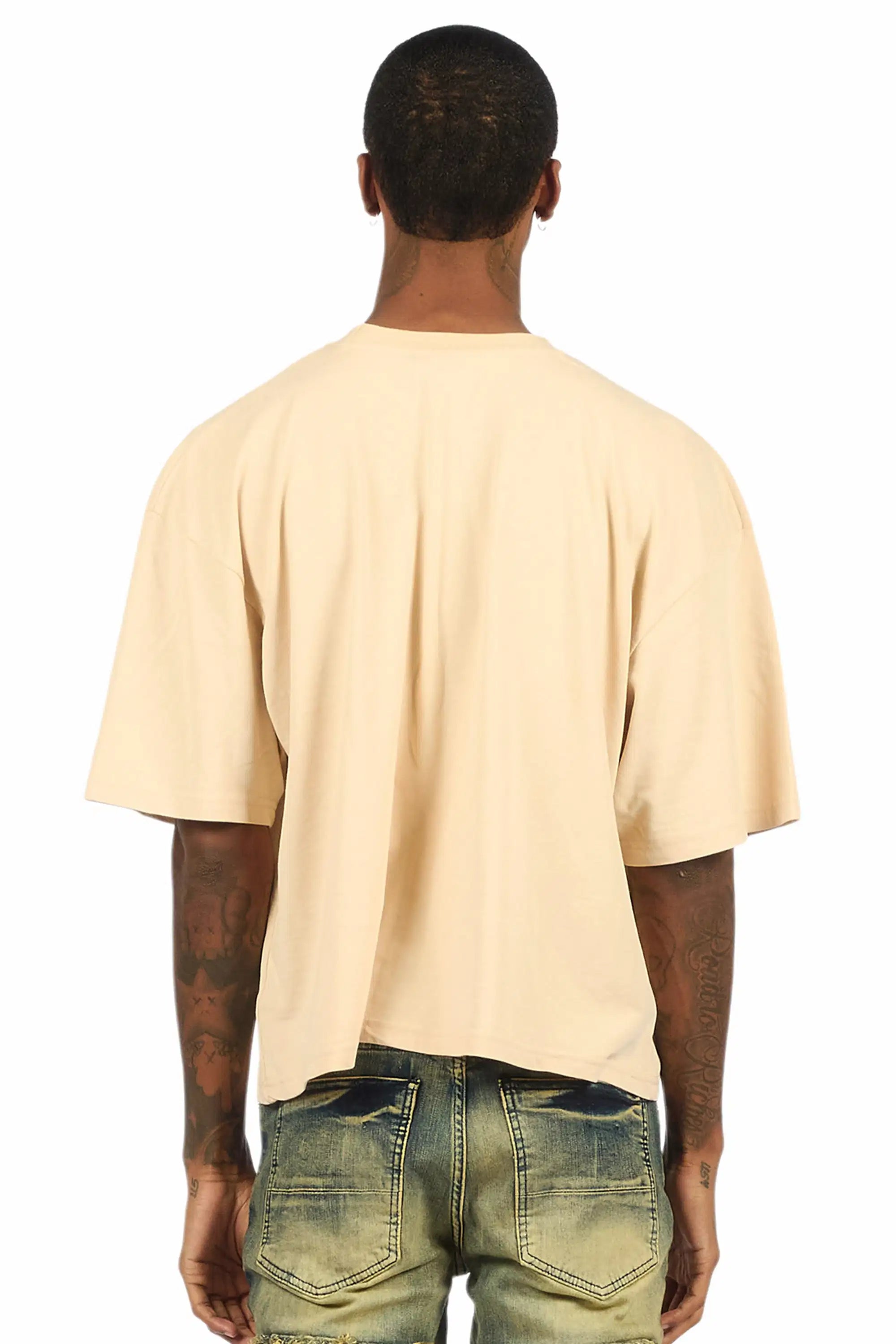 Kingston Beige/Black Boxy Crop T-Shirt