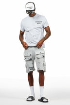 Raffer Heather Grey/Black T-Shirt Cargo Shorts Set