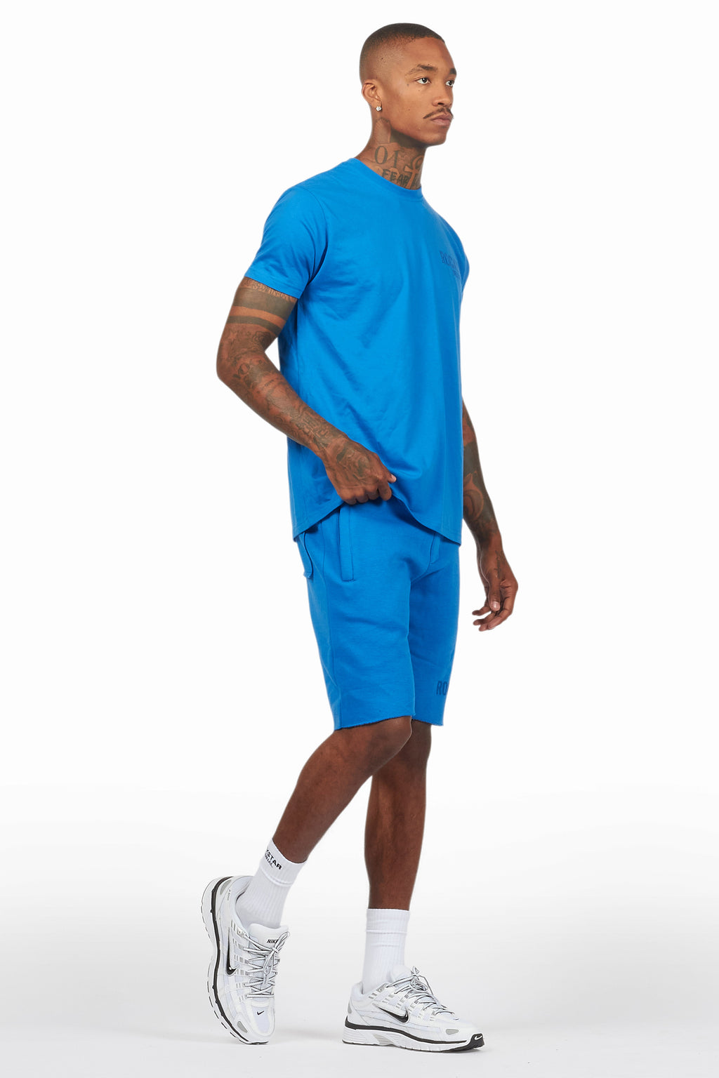 Sana Royal Blue T-Shirt/Raw Edge Short Set