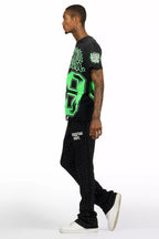 Alim Black/Green Oversized Graphic T-Shirt
