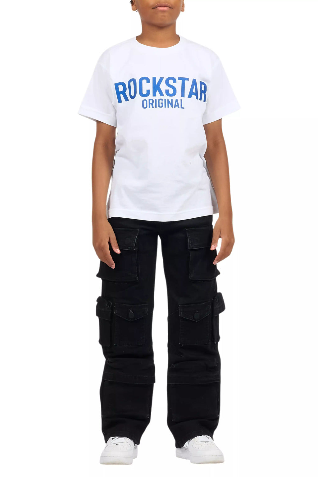 Boys Mahesh Black Baggy Cargo Jean