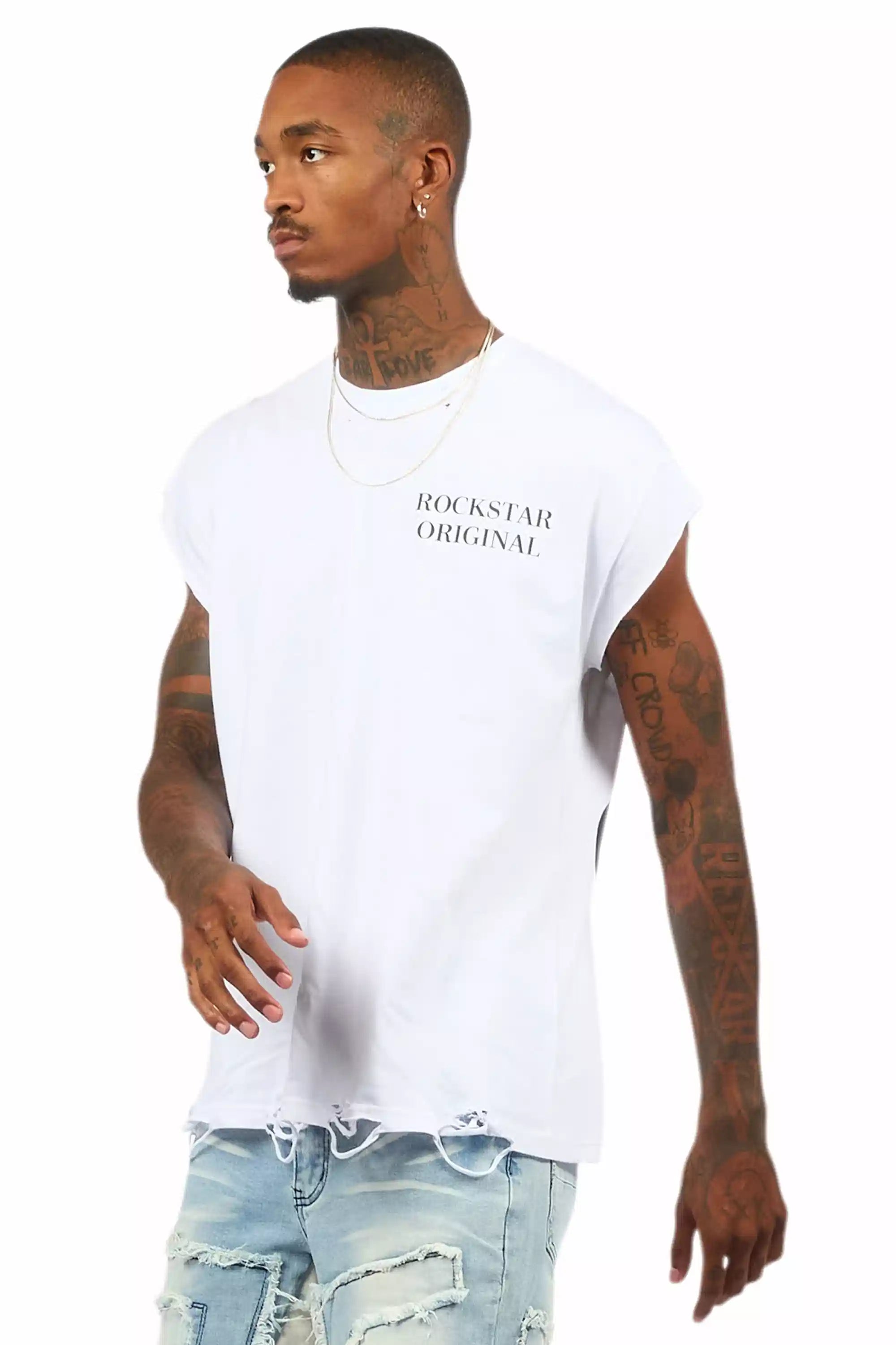 Drako White Graphic Muscle T-Shirt