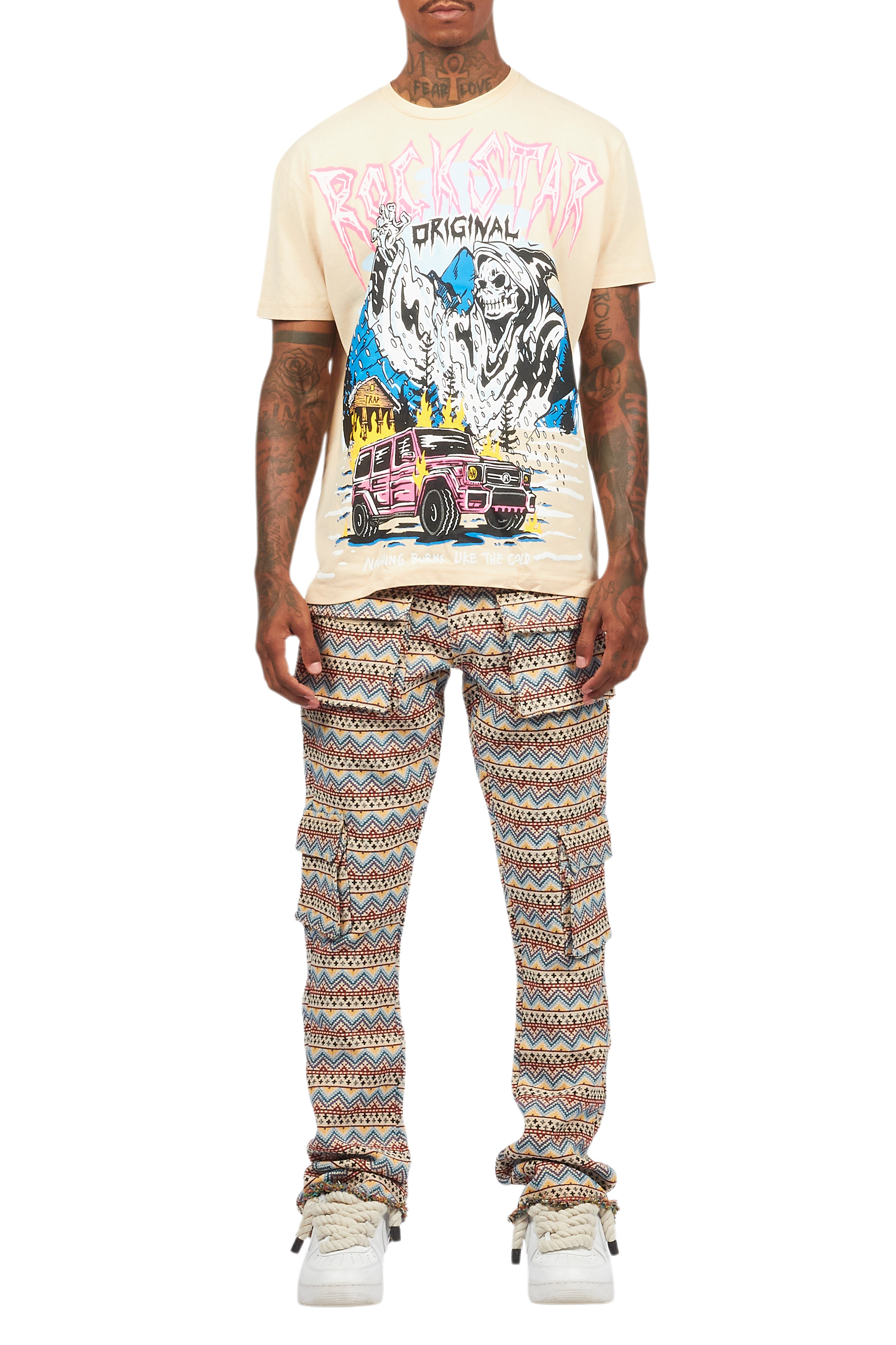 Kip Vintage Sand Graphic T-Shirt/Zierry Multi Tapestry Jean Bundle