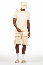 Jash Beige/White Short Set