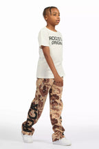 Boys Deniska White/Camo T-Shirt Baggy Stacked Flare Set