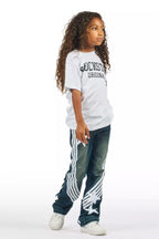 Girls Jaziya Dark Wash Stacked Jean