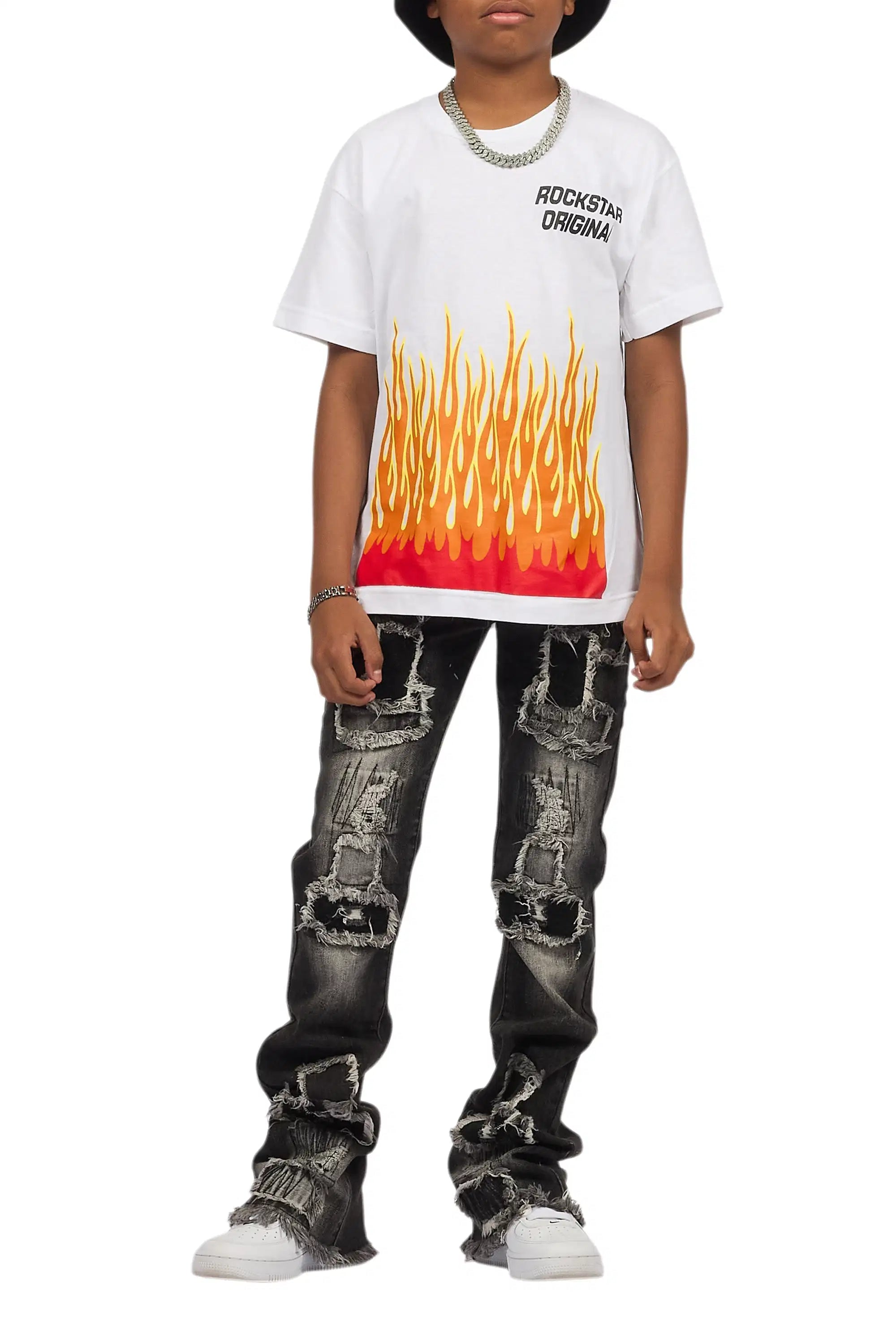 Boys Camden Grey Stacked Flare Jean