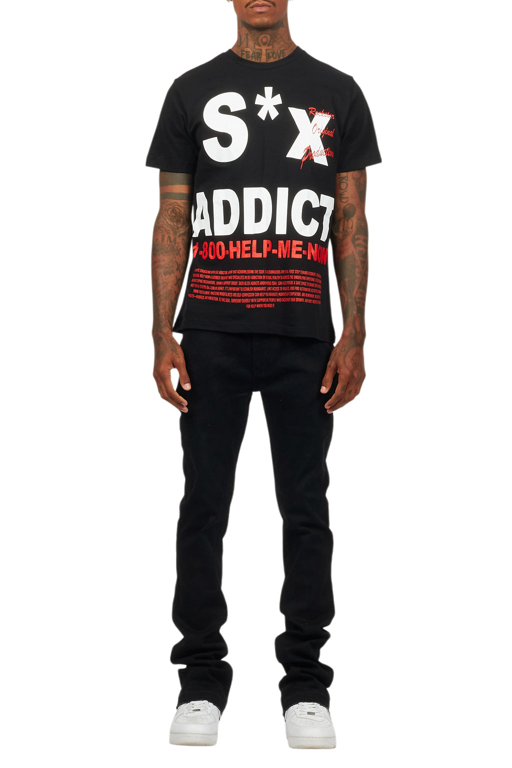 Addict Black Graphic T-Shirt