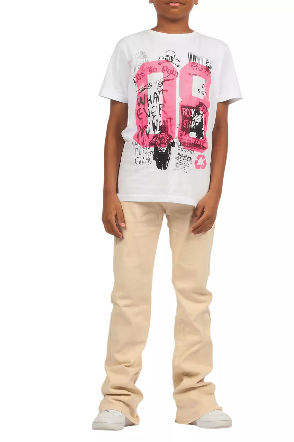 Boys Dag Beige Stacked Flare Jean
