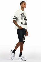 Alik White/Black Crop Boxy Tee Short Set