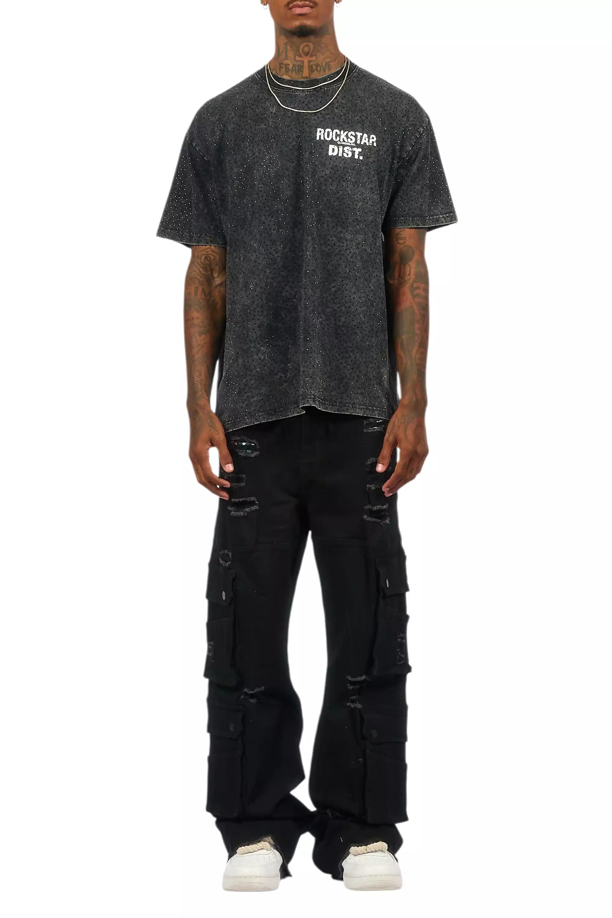 Keylor Black Distressed Baggy Fit Jean