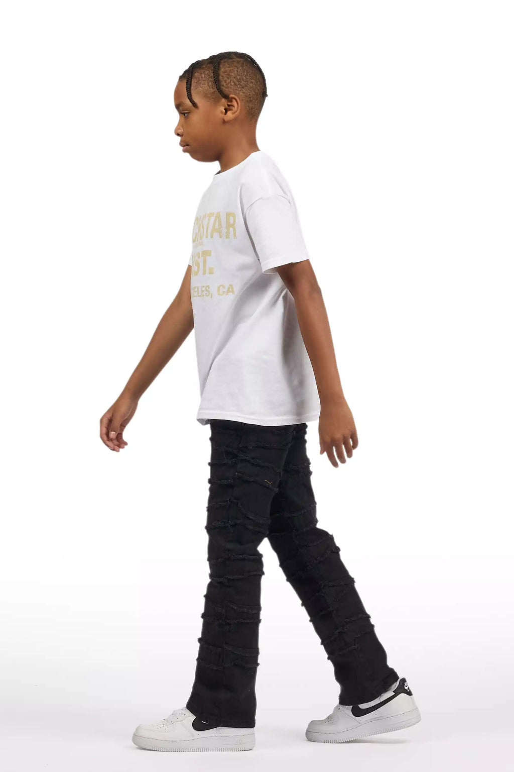 Boys Natari Black Flare Frayed Jean