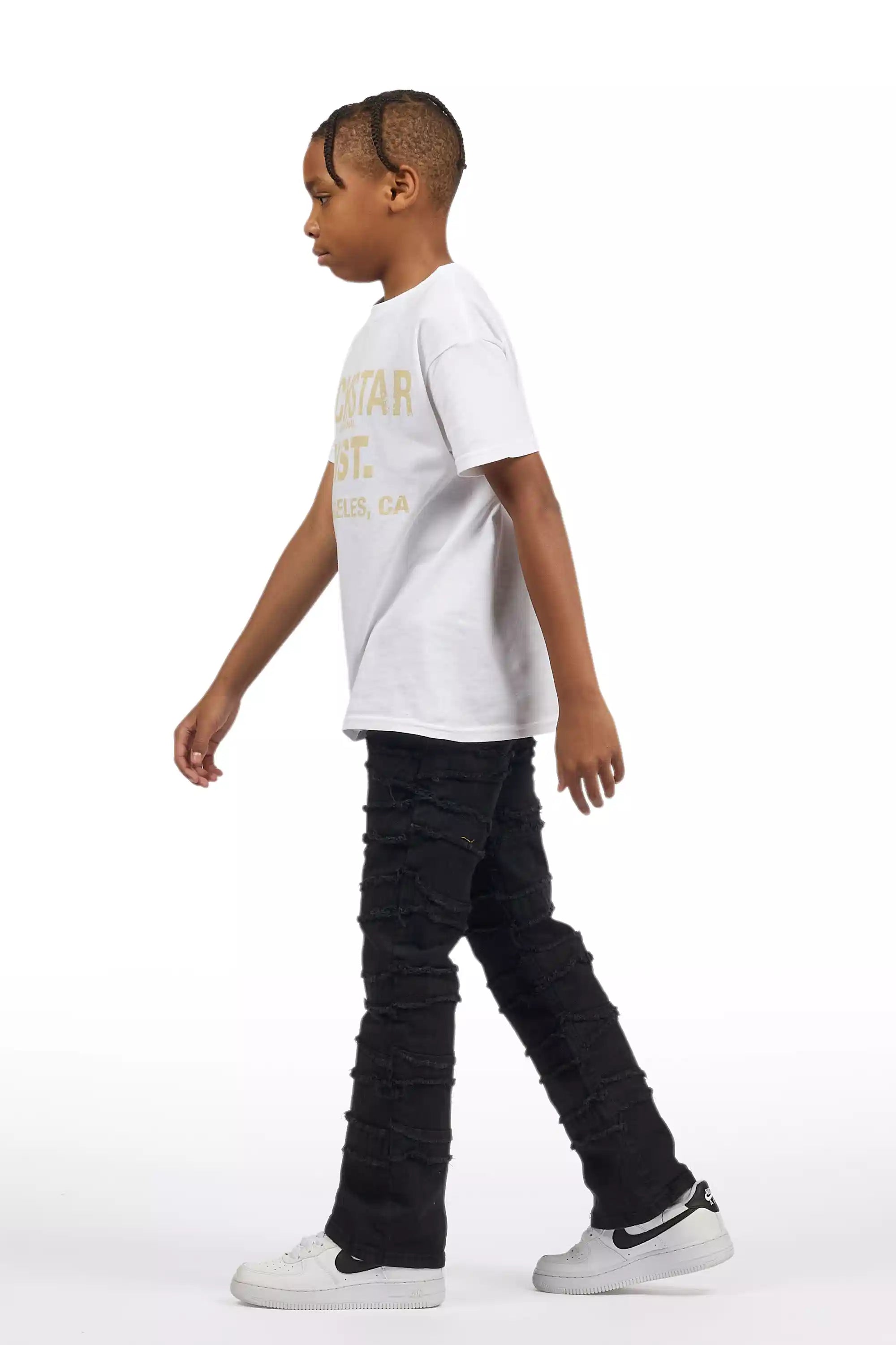 Boys Natari Black Flare Frayed Jean