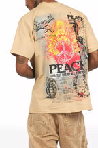 Saeko Beige Oversized Graphic T-Shirt