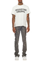 Tachi Dark Grey Rhinestone Stacked Flare Jean