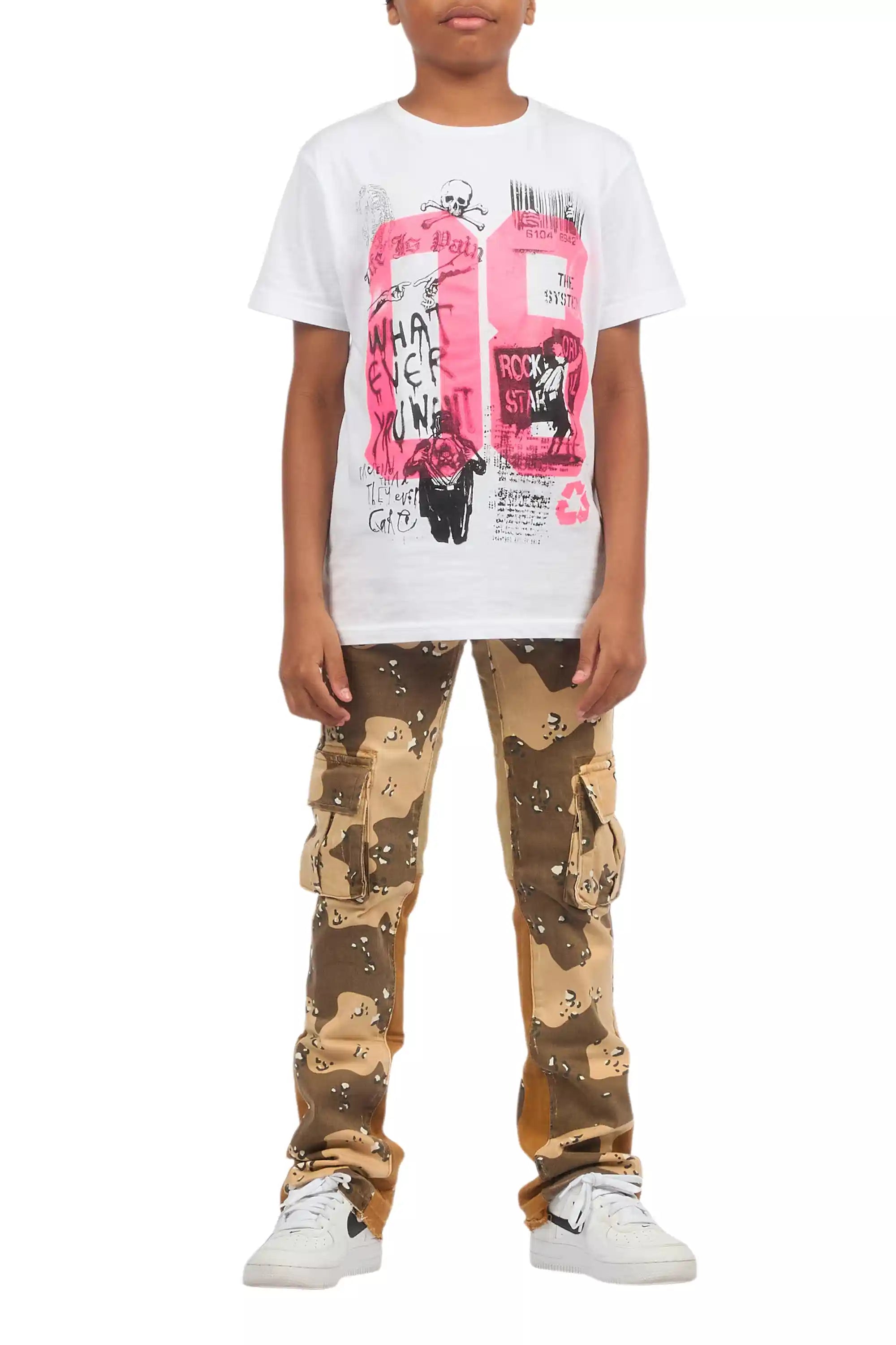Boys Kirrem Desert Camo Stacked Flare Jean