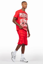 Racing Grung Red/Black T-Shirt Cargo Shorts Set