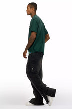 Yuri Dark Grey Stacked Cargo Flare Jean