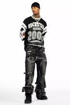 Amos Black/White Long Sleeve Graphic T-Shirt