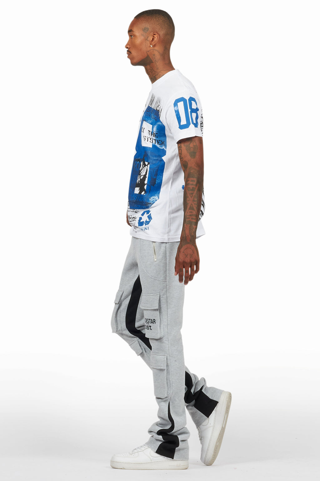 Antoon Heather Grey Stacked Flare Track Pant