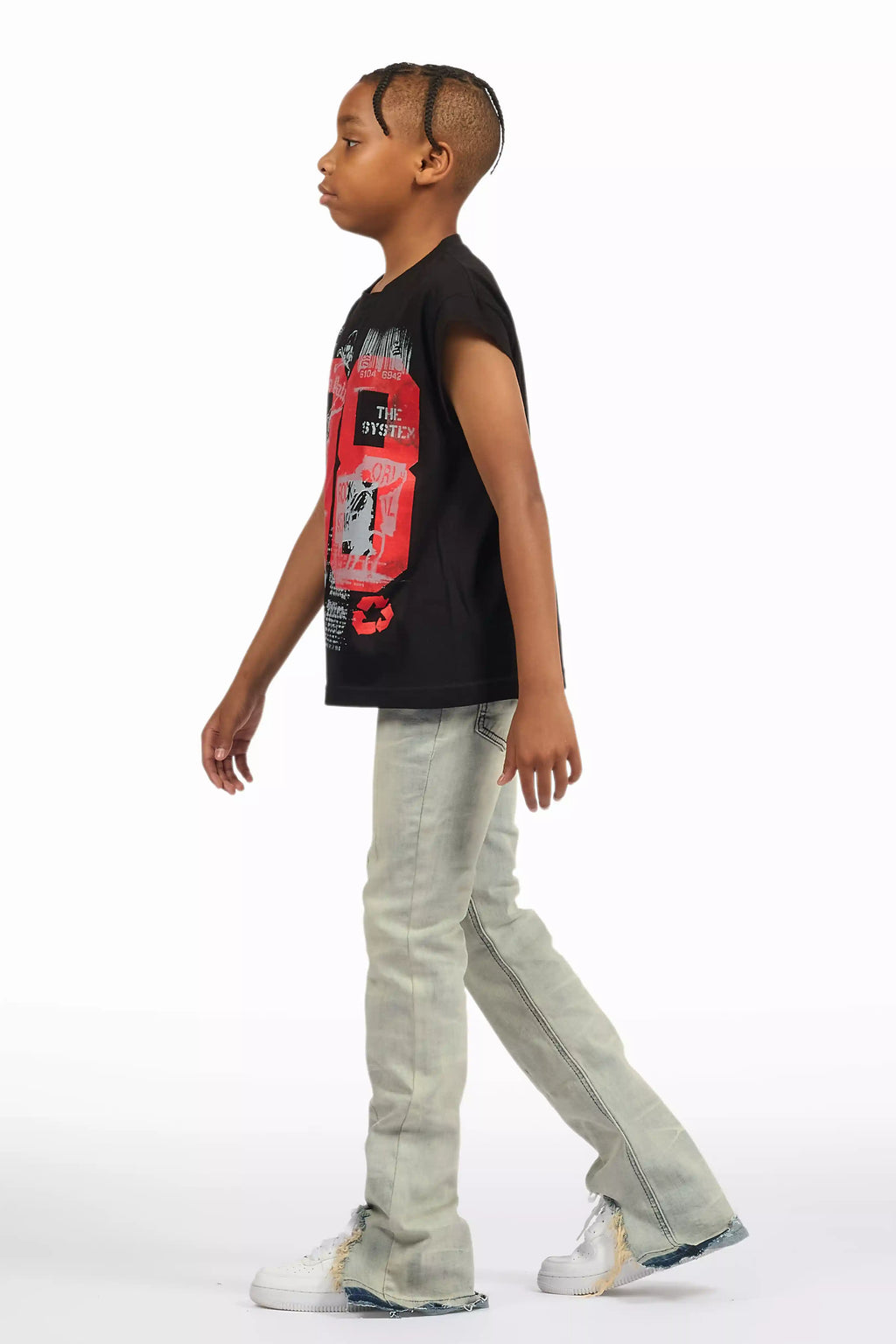 Boys Lakyn Light Wash Slim Stacked Flare Jean