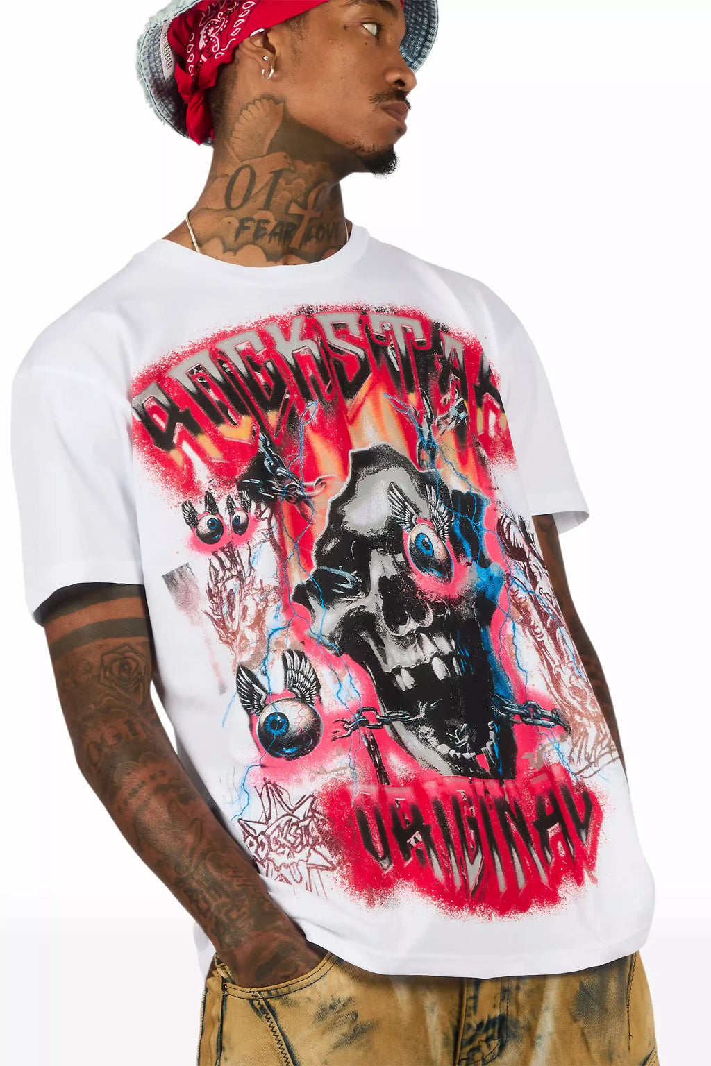 Styx White/Red Oversized Graphic T-Shirt