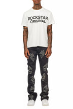 Yari Jet Black Rhinestone Stacked Flare Jean