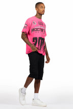 Amos Fuchsia/Black Graphic T-Shirt