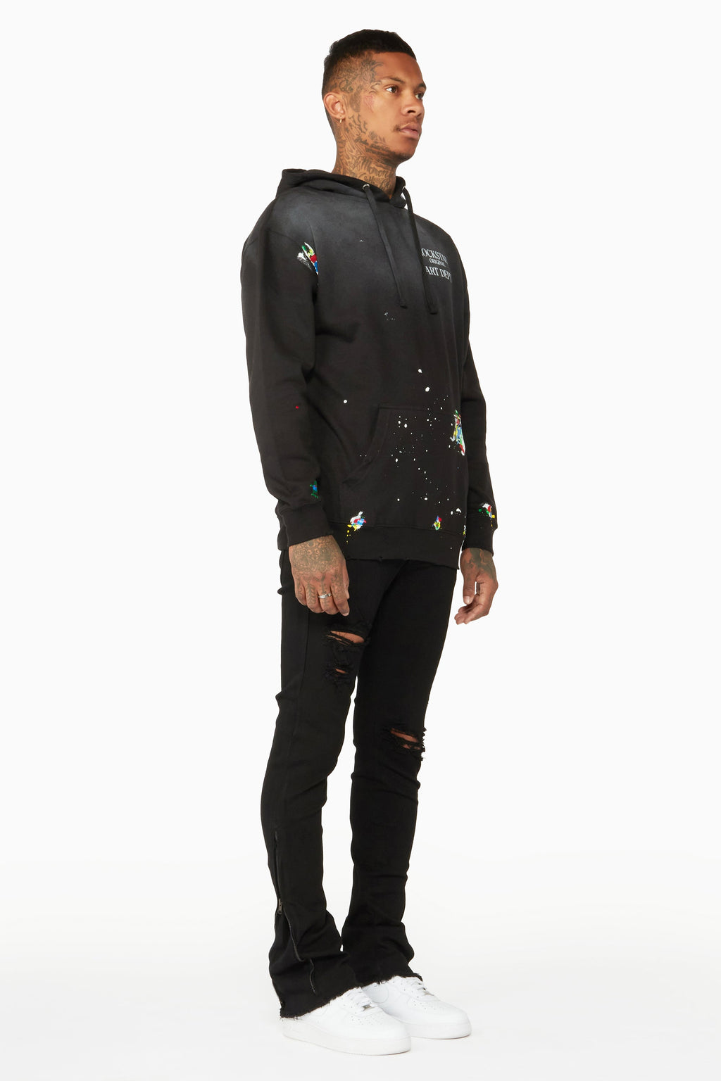 Ferg Black Stacked Flare Jean