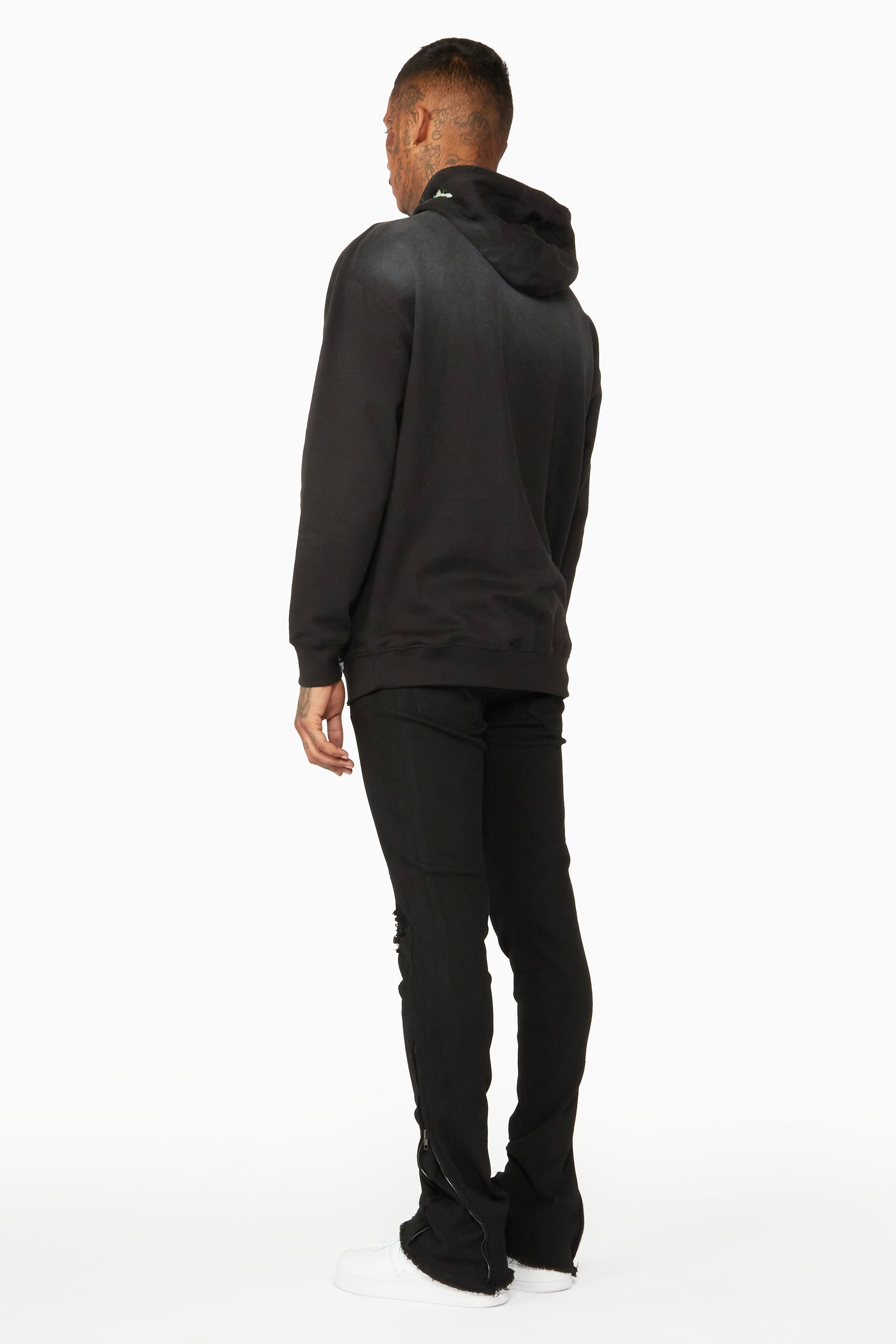 Ferg Black Stacked Flare Jean