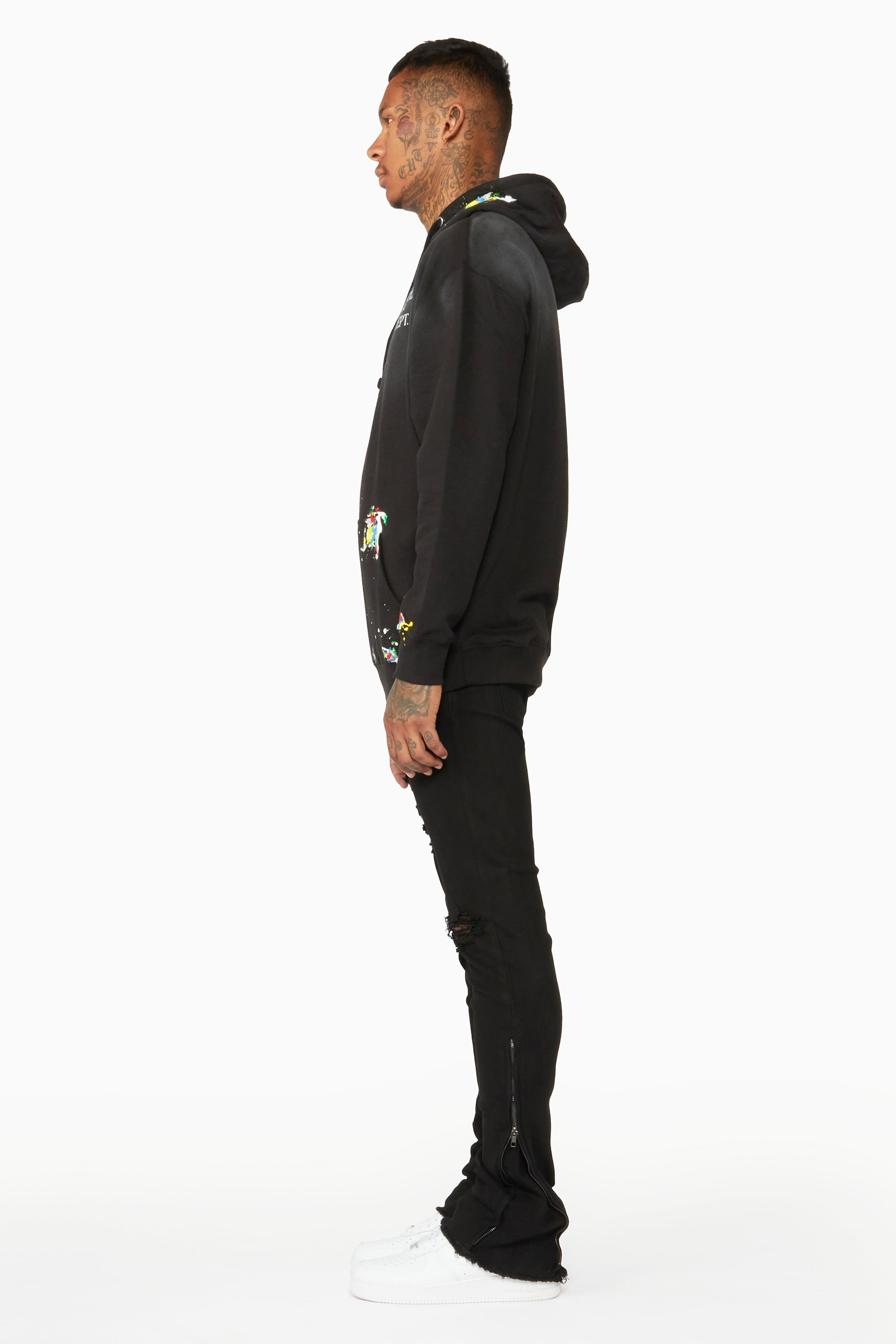 Ferg Black Stacked Flare Jean