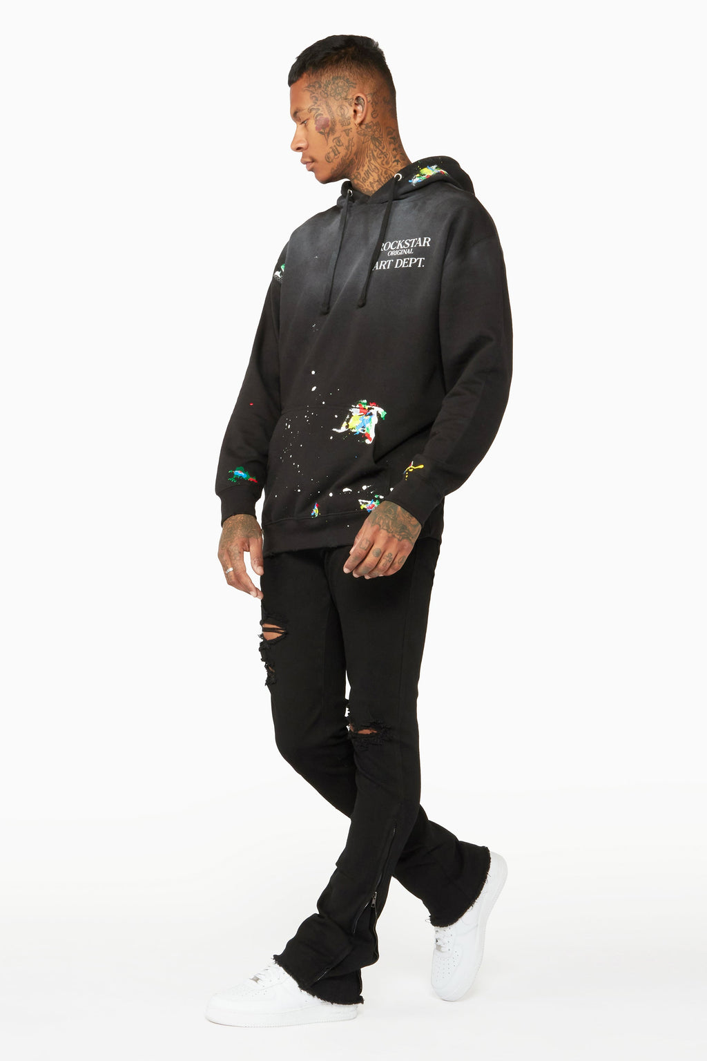 Ferg Black Stacked Flare Jean