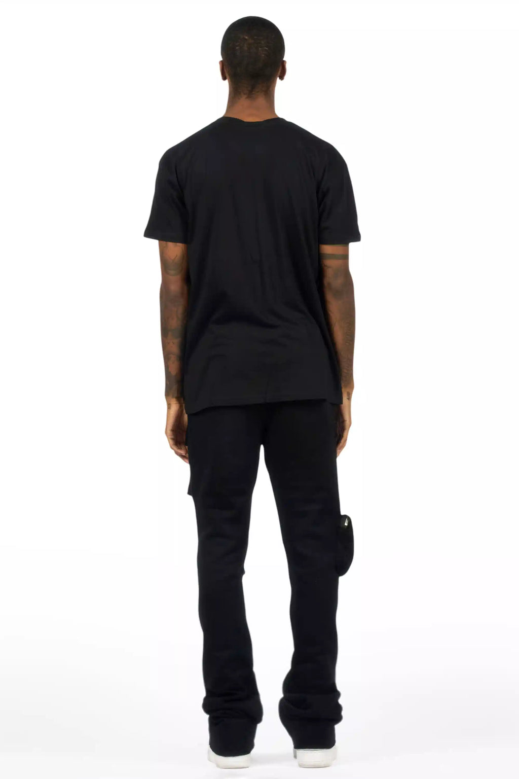 Noriko Black/Black Stacked Flare Track Pant