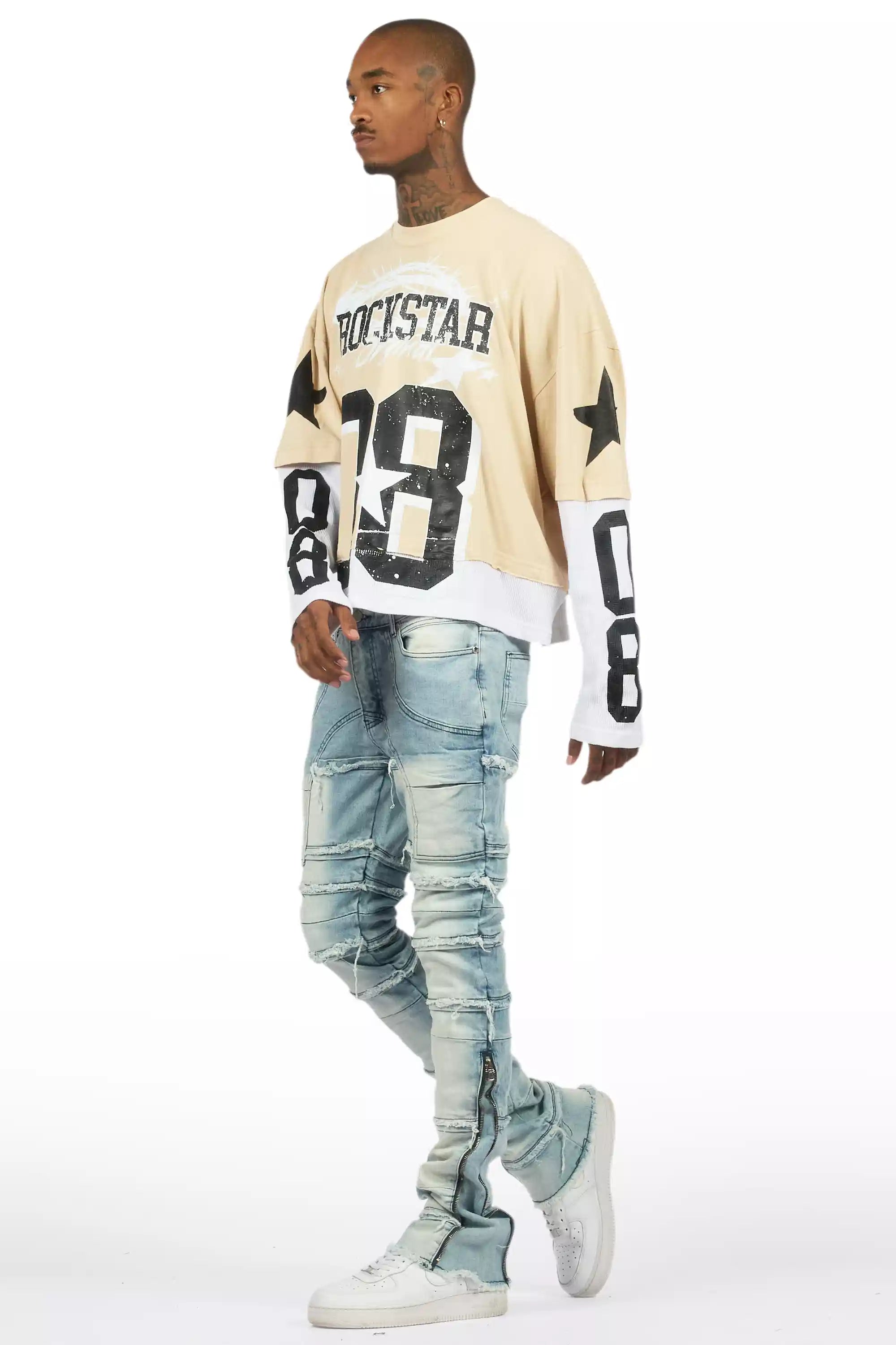 Horado Light Blue Wash Stacked Flare Jean