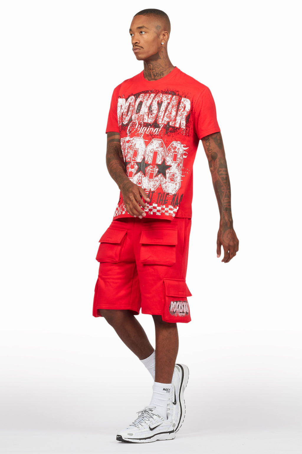 Racing Grung Red/Black T-Shirt Cargo Shorts Set