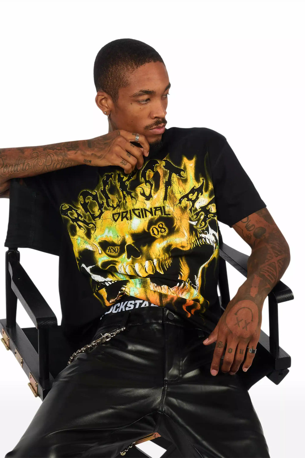 Lucen Black/Yellow Oversized Graphic T-Shirt