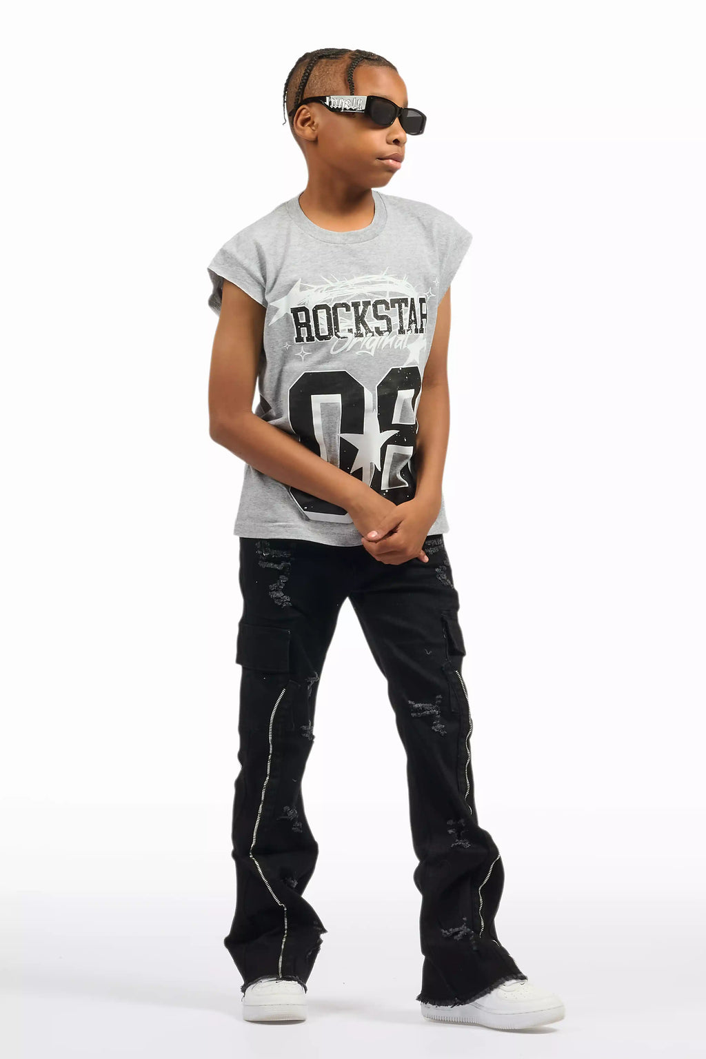 Boys Allstar Grey/Black Graphic Muscle T-Shirt