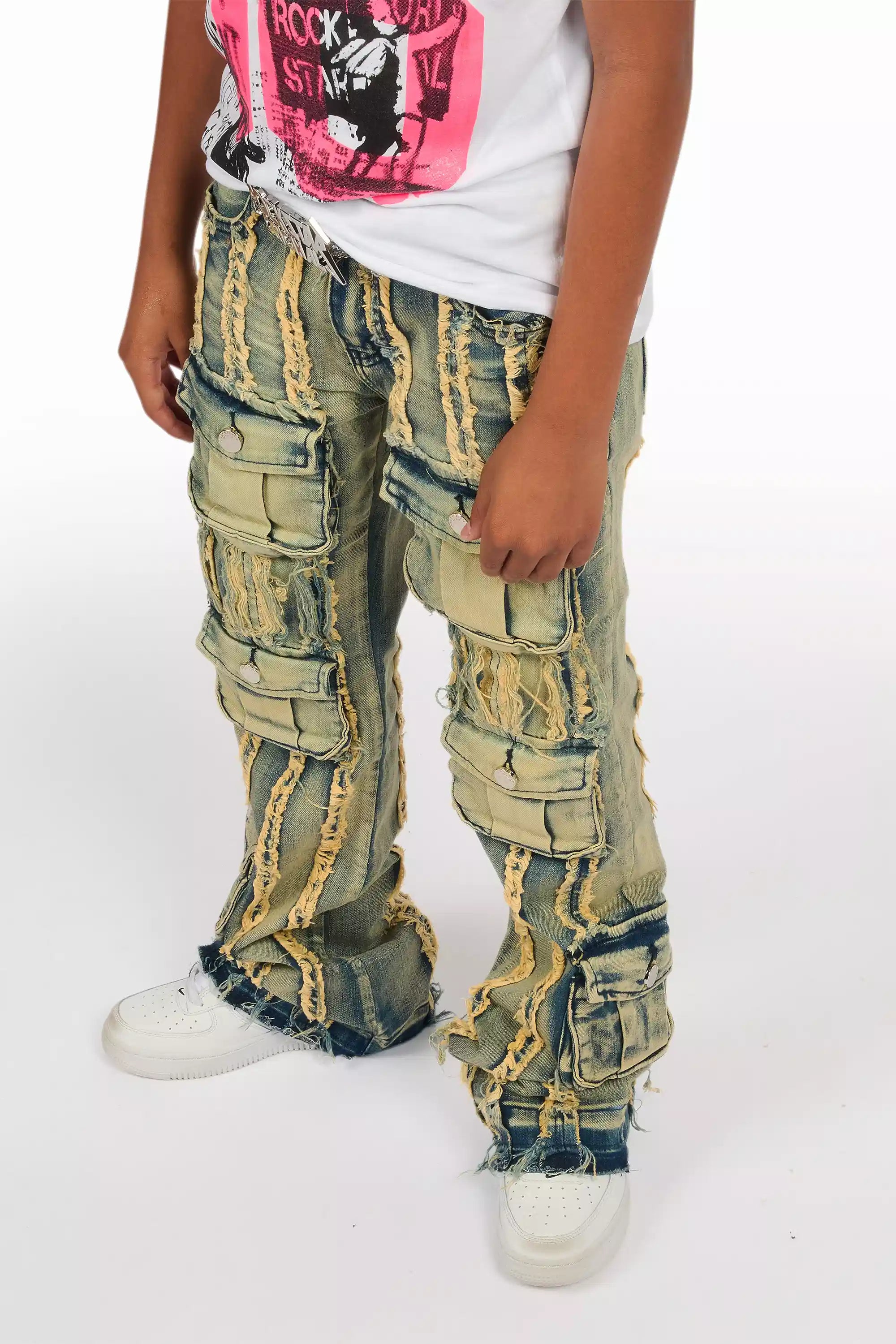 Boys Frey Blue Stacked Flare Jean