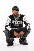 Amos Black/White Long Sleeve Graphic T-Shirt