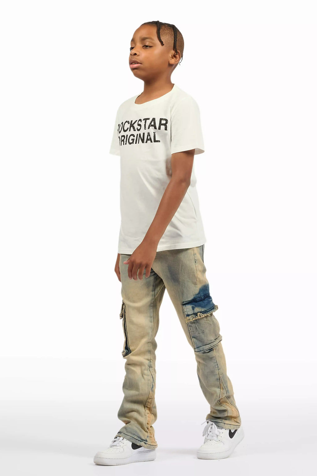 Boys Cermer Vintage Light Blue Flare Cargo Jean