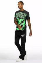 Alim Black/Green Oversized Graphic T-Shirt